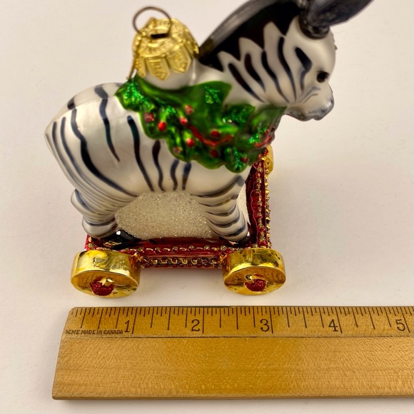 Fitz and Floyd Old Fashioned Christmas Zebra glass tree ornament, with box - Picture 6 of 9